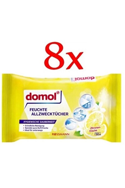 DOMOL Hijyen Mendili Çok Amaçlı Bez Limonlu 50 Li X 8 Paket