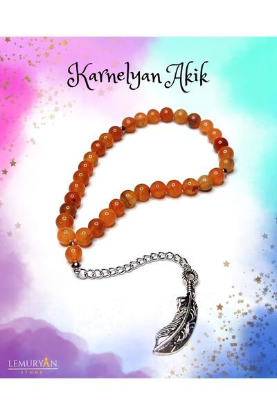 LEMURYANSTONE Γνήσια Χάντρα Προσευχής Unisex από Φυσική Πέτρα Καρνέλιαν