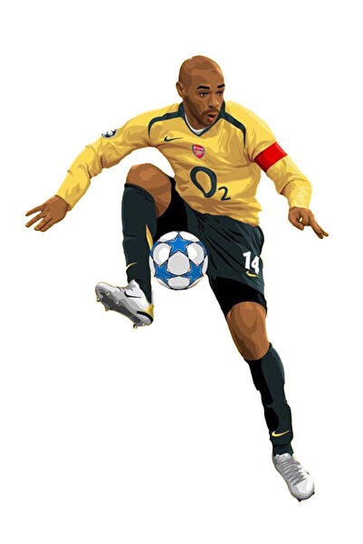 MegaSticker ملصق أسطوري هنري - 13x7 سم للاعب كرة القدم الفرنسي، المحرك، الخوذ...