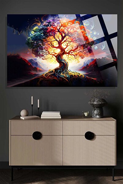 TAULART Arborele vieții, Arborele vieții, pictură de lux de 4 mm, din sticlă ...