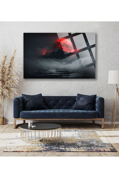 TAULART Peisajul minunat al lunii roșii în munți, pictură de lux de 4 mm, din...