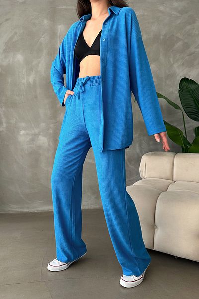 MILANOFOX Seersucker Colorful Long Sleeve Women's Shirt and Wrap Double Set