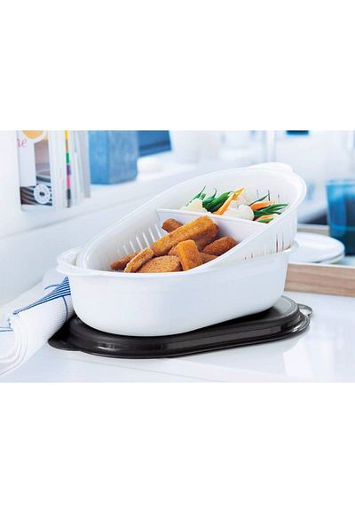 Tupperware OVAL SERVICE 2.5 LT MULTI-PURPOSE STORAGE BOWL WITH STRAINER Practical Home Appliances