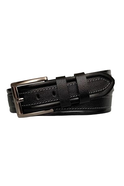 GoDeri Premium Black Genuine Leather Jeans Sports Belt - 4.5 Cm, 100% Patterned, Pre-Printed