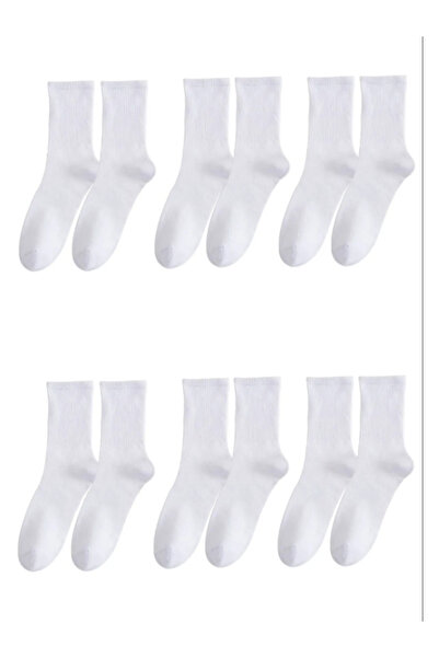 JustMaranliWear 6 أزواج من جوارب التنس البيضاء الفاخرة مع أشرطة قطنية