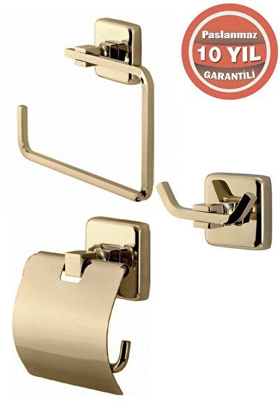 ÇELİK BANYO Paslanmaz Pirinç Banyo Aksesuar Set Havluluk-bornozluk-tuvalet Ka...