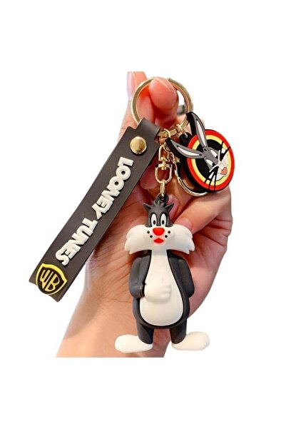 Sylvester Kedi Figürlü Maskotlu Aksesuarları 3D Boyutlu Lüks Mega Boy Anahtarlık