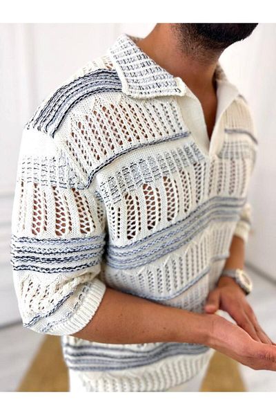 elkumoda Плетена тениска Oversize - Дишаща, Водоустойчива, Ежедневна тениска с Поло Яка