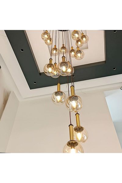 TREND 30 Glass 1000 Piece Static Gold Decorated Modern Gallery Chandelier