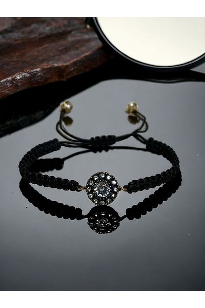 FAYRA ACCESSORIES Zircon Stone Round Macrame Bracelet