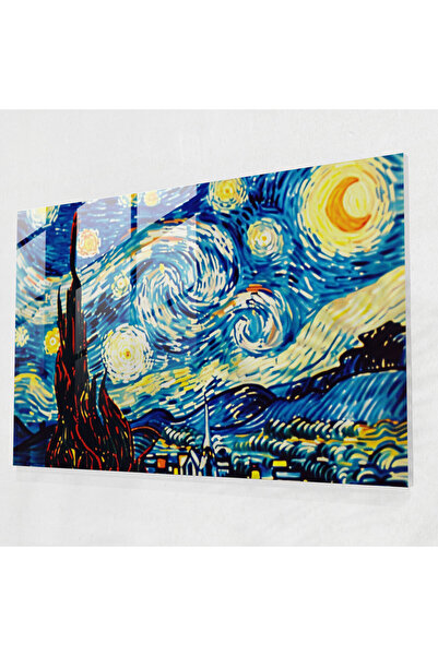 Popcas Post , Impressionism Glass Print, Starry Night Glass Wall Art, Impress...