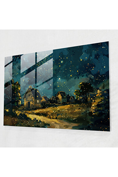 Popcas Starry Night Glass Wall Art, Post, Impressionism, Glass Art