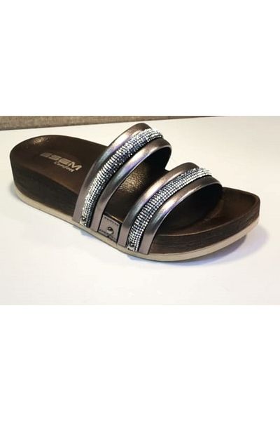 Esem 0047 Z 0005 - Orthopedic Women's Daily Slippers with Stone Detail