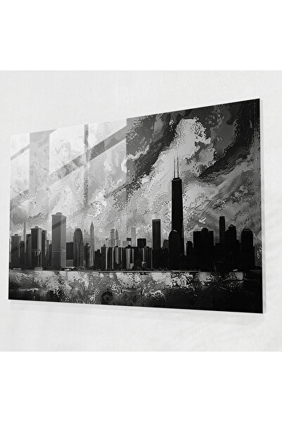 Popcas Pointillism Glass Wall Art Cityscape, Pointillism, Urban Sophistication