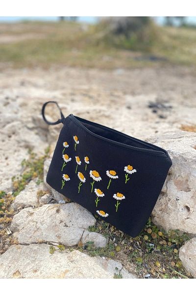 Handream Black Daisy Field Makeup/Handbag