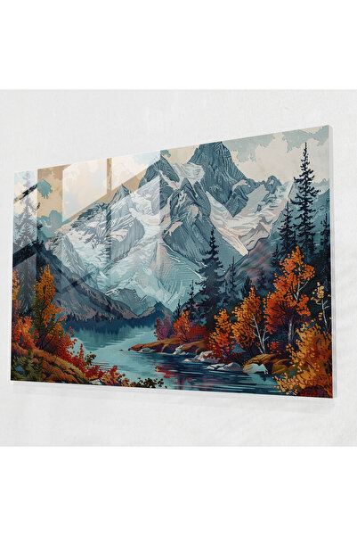 Popcas Pointillism Mountain Glass Wall Art,Pointillism,Glass Art,Wall Decoration