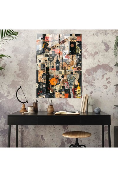 Popcas Dadaism Wall Decoration, Collage of Random Objects, Dadaism, Glass Print
