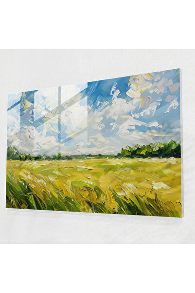 Popcas Sunny Field Glass Wall Art - Post-Impressionism, Glass Art, Modern Art...