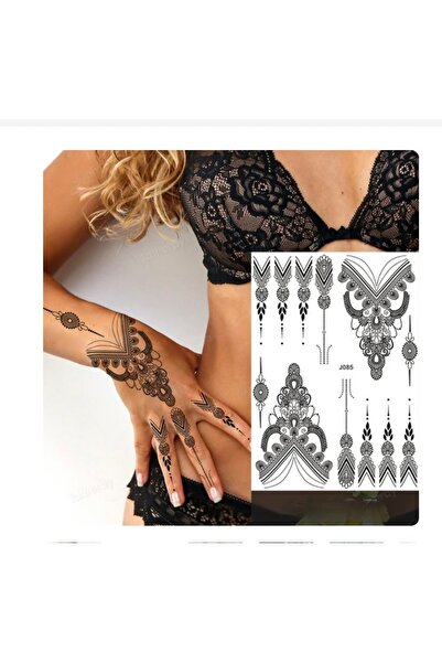 HelloBeautiful Tatto Su Geçirmez Geçici Dövme El Vücut Mandala Hint Ürün Boyutu 21 cm* 15 cm