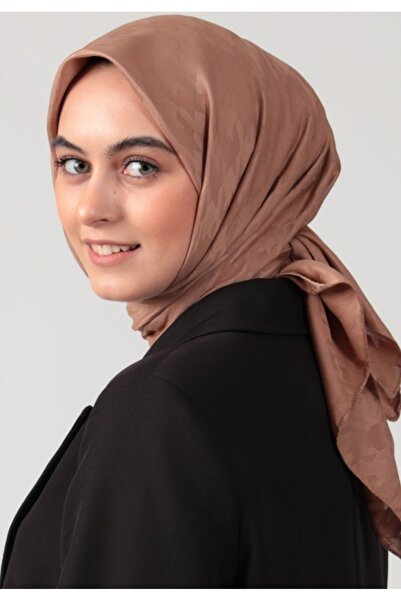 FRESCO SCARFS وشاح نسائي حجاب حريري جاكار بنمط هاوندزتوث*بني