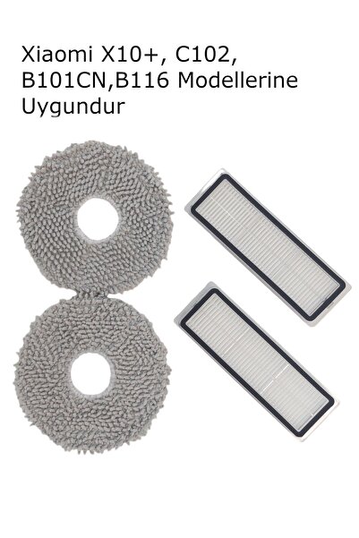 küche&haus طقم فلتر Hepa وممسحة Xiaomi مكون من قطعتين - X10+، Mijia omni2، om...