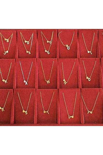 Meyra Accessories قلادة من الفولاذ على شكل قلب وأحرف - غير مشوهة، مقاومة للصدأ وعالية الجودة، خيارات اللون الفضي والذهبي