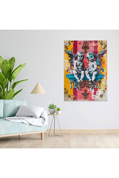Popcas Pop Art Barok Melekler Kanvas Tablo, Klasisizm Ve Popart