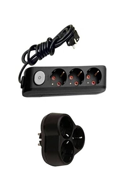 VİKO Siyah Set Multi-let 3'lü Anahtarlı Topraklı Çocuk Korumalı Grup Priz - 5...