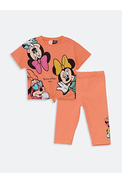 LC Waikiki LCW baby Bisiklet Yaka Kısa Kollu Minnie Mouse Baskılı Kız Bebek B...
