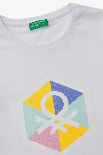 Benetton Λευκό κοριτσίστικο μπλουζάκι πιτζάμα