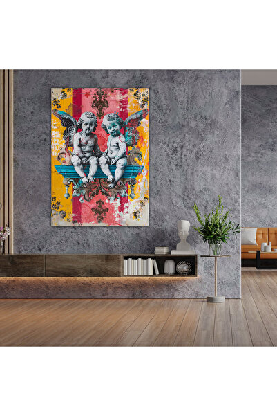 Popcas Pop Art Barok Melekler Kanvas Tablo, Klasisizm Ve Popart