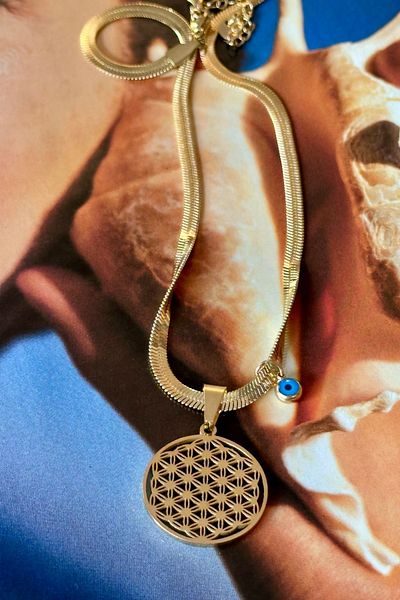 Trendy Butik Steel Italian Chain Flower of Life Necklace