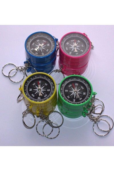 efmues Keychain Compass Plastic Compass Keychain 1 Piece Colorful