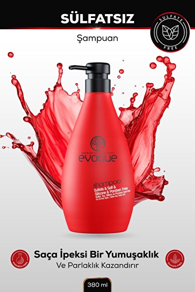 Evoque Sülfatsız Şampuan, Keratin Içeren Besleyici & Onarıcı Etki, Sülfat Tuz Silikon Paraben Içermez,380ml