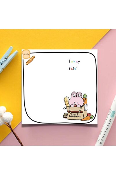 PastelSanat 10x10 cm Bunny Memopad , Bloknot , Defter, To do List , Notepad ,...