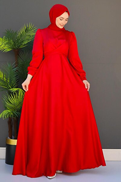 giz astore Çapraz Kuşaklı Abiye Kırmızı