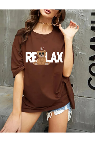 oneagılyazı RELAX BEAR DESIGN - Μπλουζάκι με στάμπα μεγάλου μεγέθους