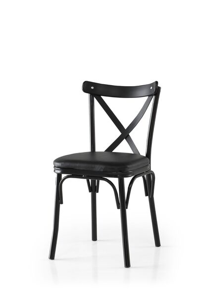 VOGUE TASARIM & DEKORASYON Çapraz Sırt Yemek Masası Sandalyesi Siyah