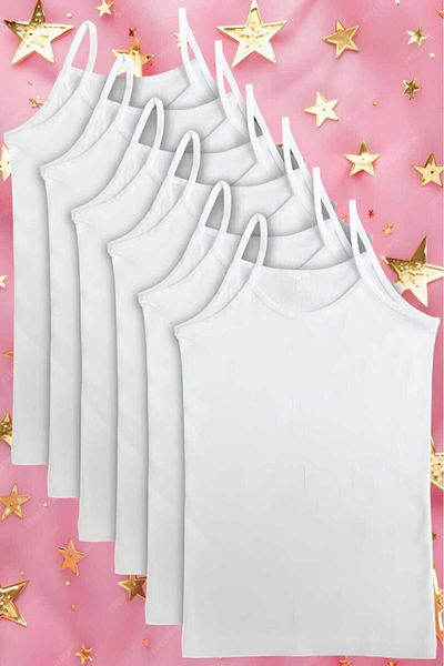 Mood Agenda Bumbac Alb Pieptănat - Tricou pentru Fată, 6 Piese