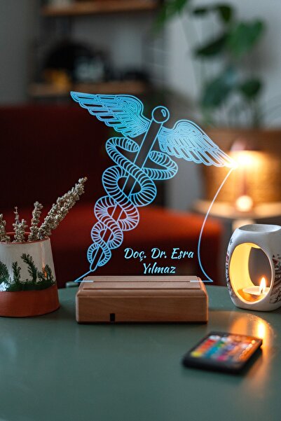 Modiwa Design Doktorlar Için Hediye Tıp Sembolü Asclepius'un Asası 16 Renk Gece Lambası
