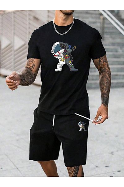 kahire Σετ T-shirt 2 τεμαχίων Σορτς Μαύρο Σετ