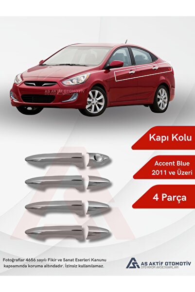 as aktif otomotiv oto krom aksesuarları Hyundai Accent Blue SD Kapı Kolu 4 Parça 2011 ve Üzeri Krom Paslanmaz Çelik