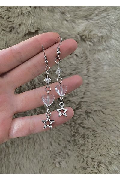 bohemian takı tasarim Star Transparent Bead Fairycore Earrings