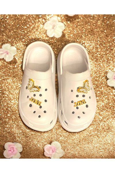 LİTTLE TORTOİSE Butterfly Love Stoned Girl's Beach Slippers / Sandals
