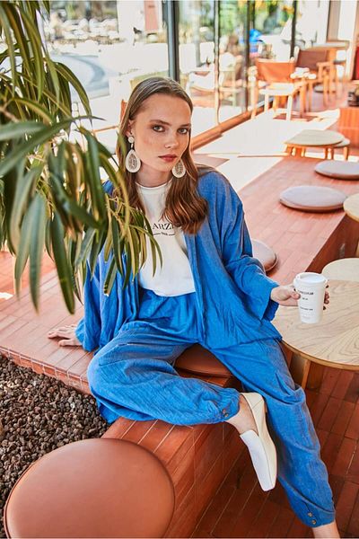 Garzia İtalia Linen Shawl Collar Set