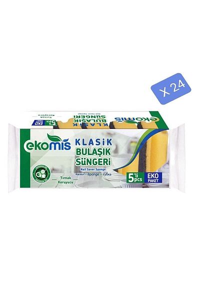 Ekomis Classic Green Sponge 5 Pieces Corrugated X 24 Pack