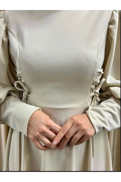 modasusev Φόρεμα Χιτζάμπ - Με μανίκια μπαλόνι και λεπτομέρεια από κορδόνι