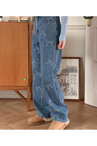 Touz Moda Y2k Ribbon Detailed - Pantaloni blugi blugi