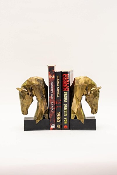 AYKADEKOR Suport pentru cărți cu figură de cal cubic | rustic, minimalist, modern, boem, decorativ, bibelouri, obiecte, sticlă, stil, lucrat manual