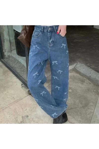 Touz Moda Y2k Ribbon Detailed - Pantaloni blugi blugi